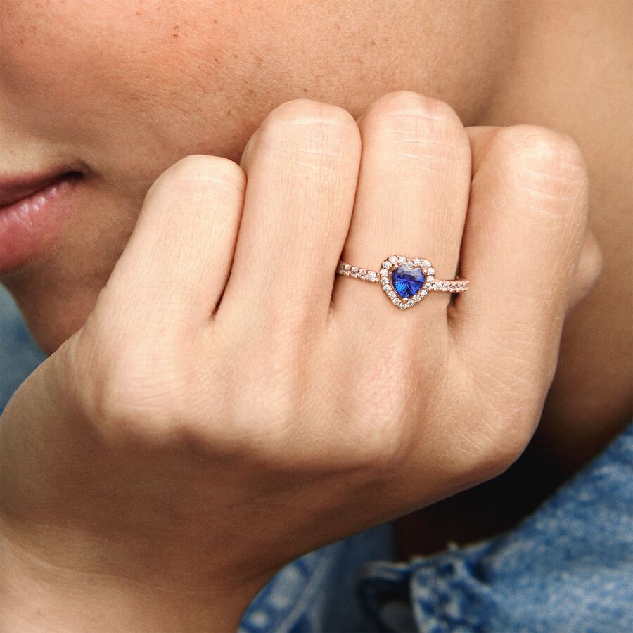 Bague scintillante C ur sureleve bleu Bijouterie Jodoin