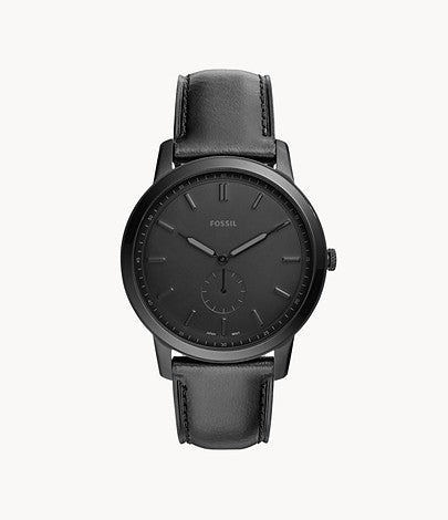 FOSSIL Montre The Minimalist deux aiguilles en cuir noir