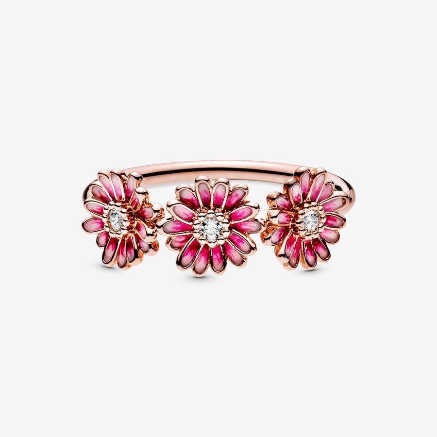 Bague Trio de marguerites roses