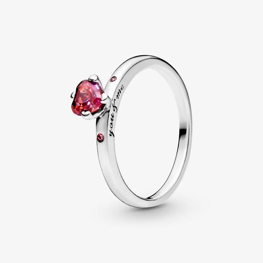 Bague Cœur rouge scintillant