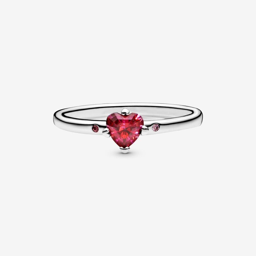 Bague Cœur rouge scintillant