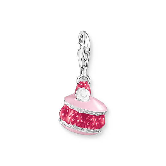 BRELOQUE CHARM EN ARGENT, MACARON À LA FRAMBOISE ROSE