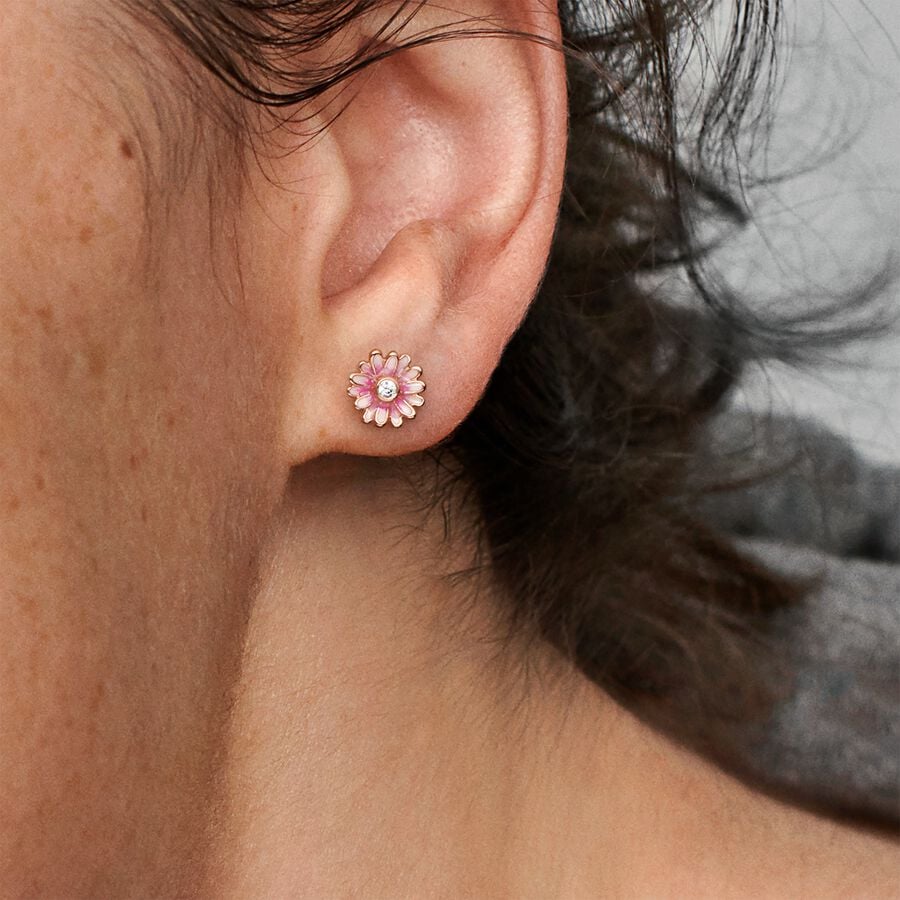 Clous d’oreille Marguerite rose