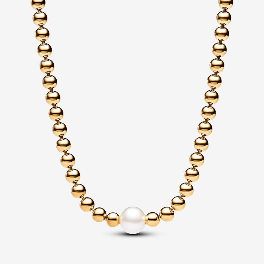 Collier avec billes et perle de culture d’eau douce traitée