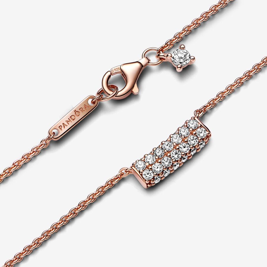 Collier Barre en pavé à deux rangs Pandora Timeless