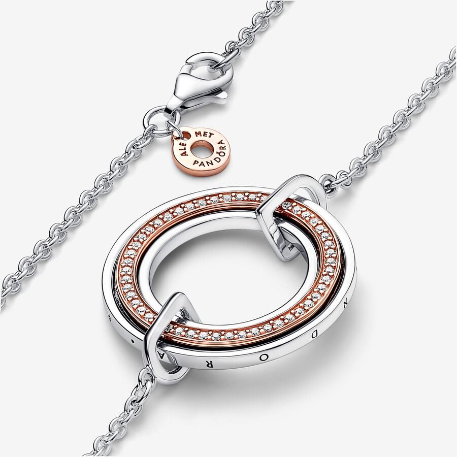 Collier deux-tons Logo et pavé Pandora Signature