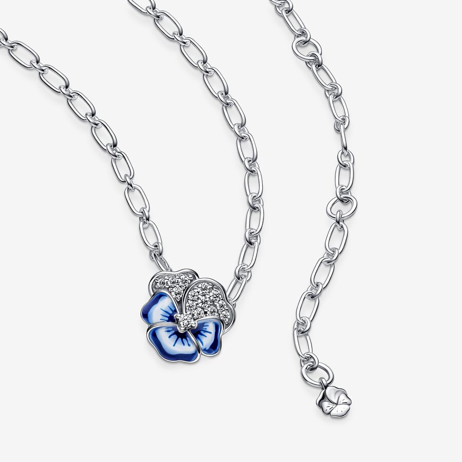 Collier à pendentif Pensée bleue