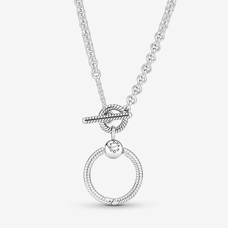 Collier à barre en T avec pendentif en O Pandora Moments