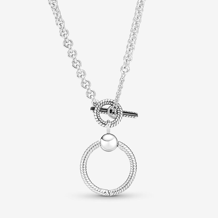 Collier à barre en T avec pendentif en O Pandora Moments