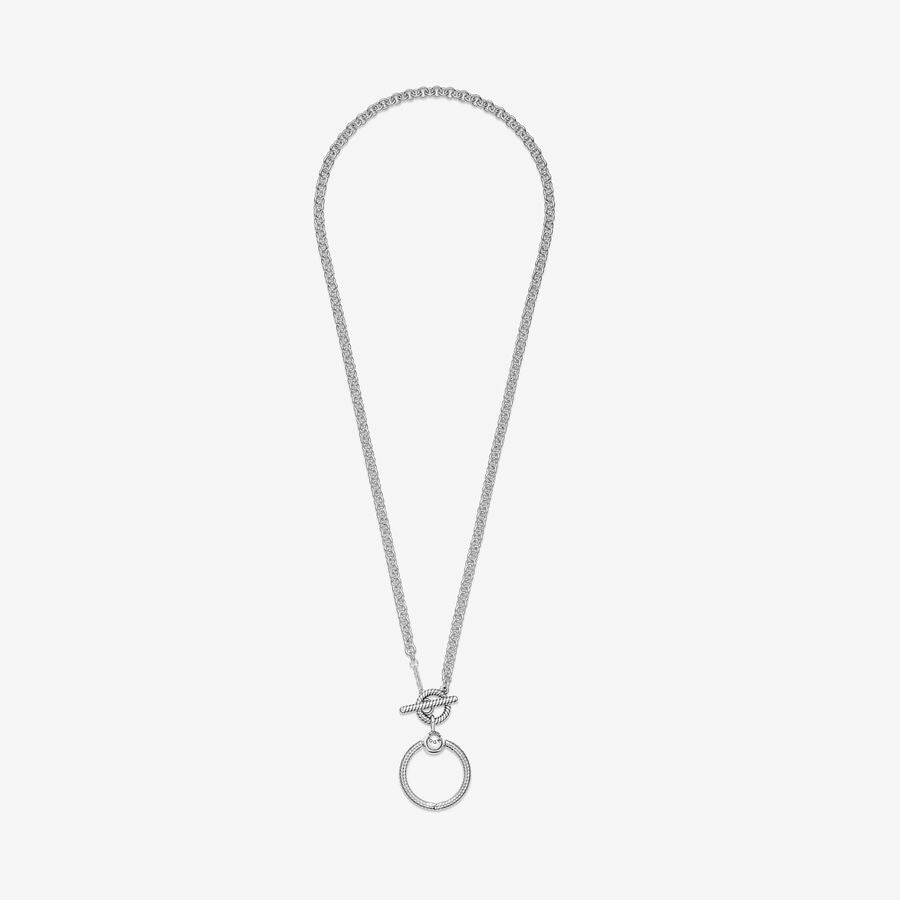 Collier à barre en T avec pendentif en O Pandora Moments