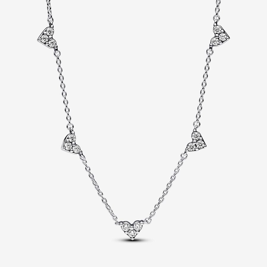 Collier avec éléments espacés Cœur à trois pierres