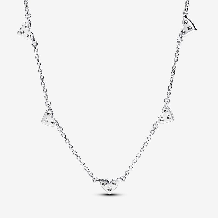 Collier avec éléments espacés Cœur à trois pierres