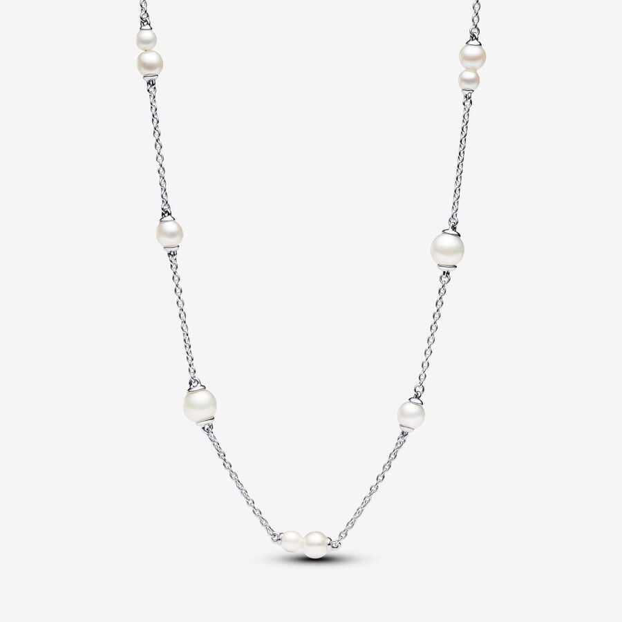 Collier avec perles de culture d’eau douce traitées espacées