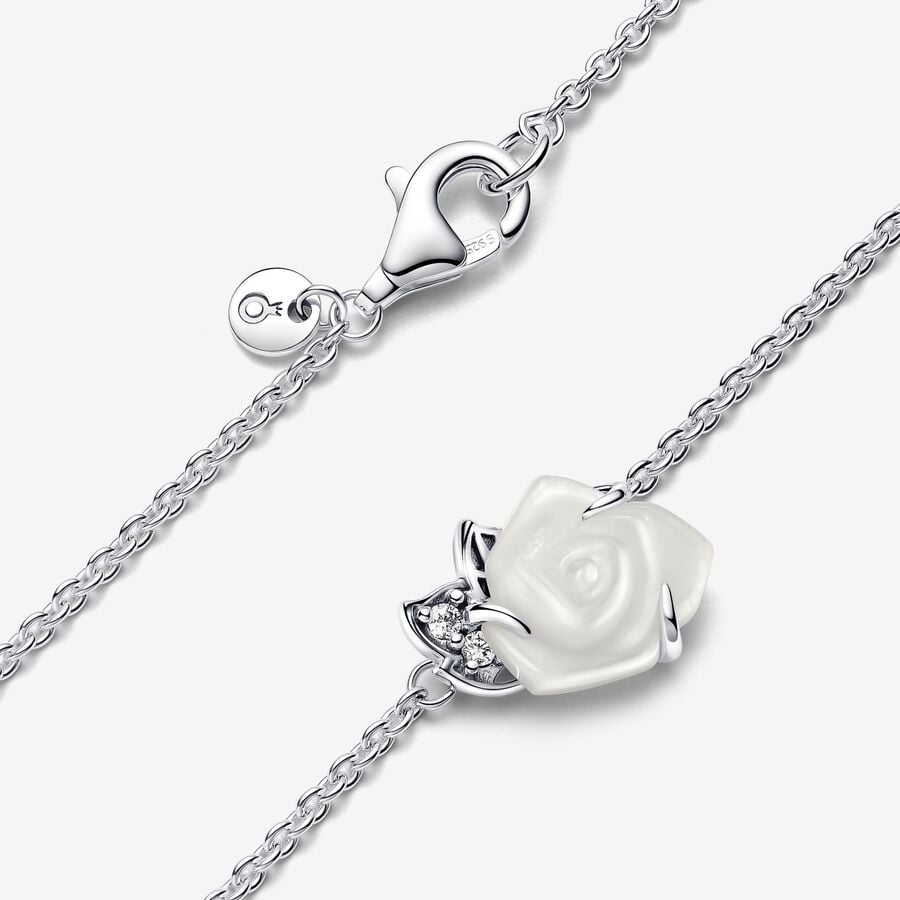 Collier Rose blanche en fleur