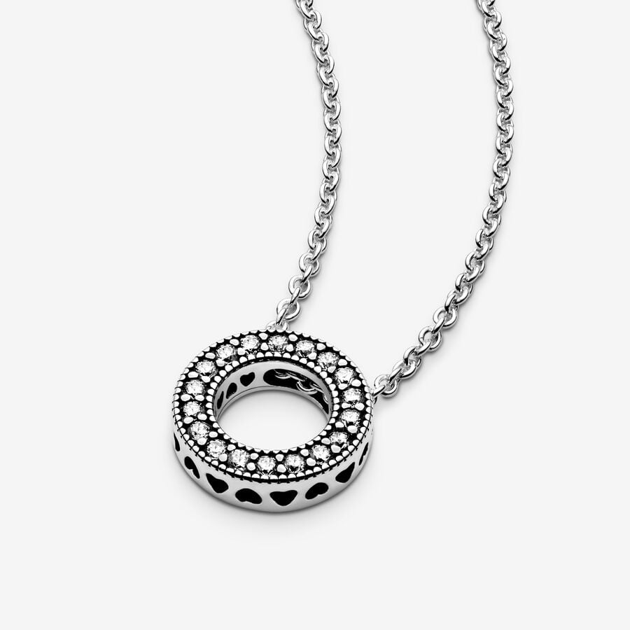 Collier Cercle en pavé avec logo Pandora