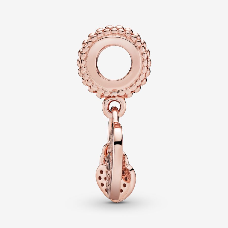 Charm-pendentif Cadenas en forme de cœurs en pavé