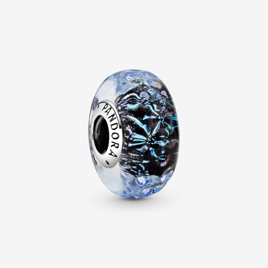 Charm Océan en verre de Murano à vagues bleu foncé