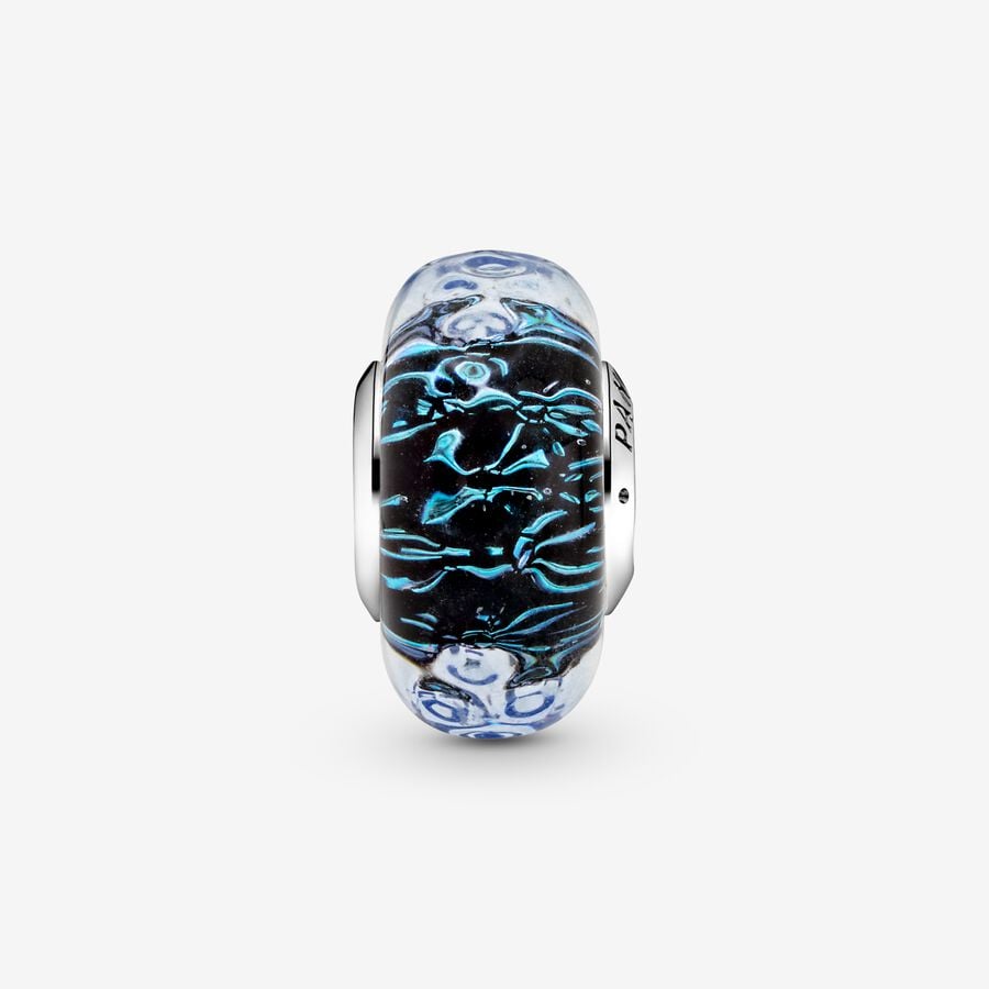 Charm Océan en verre de Murano à vagues bleu foncé