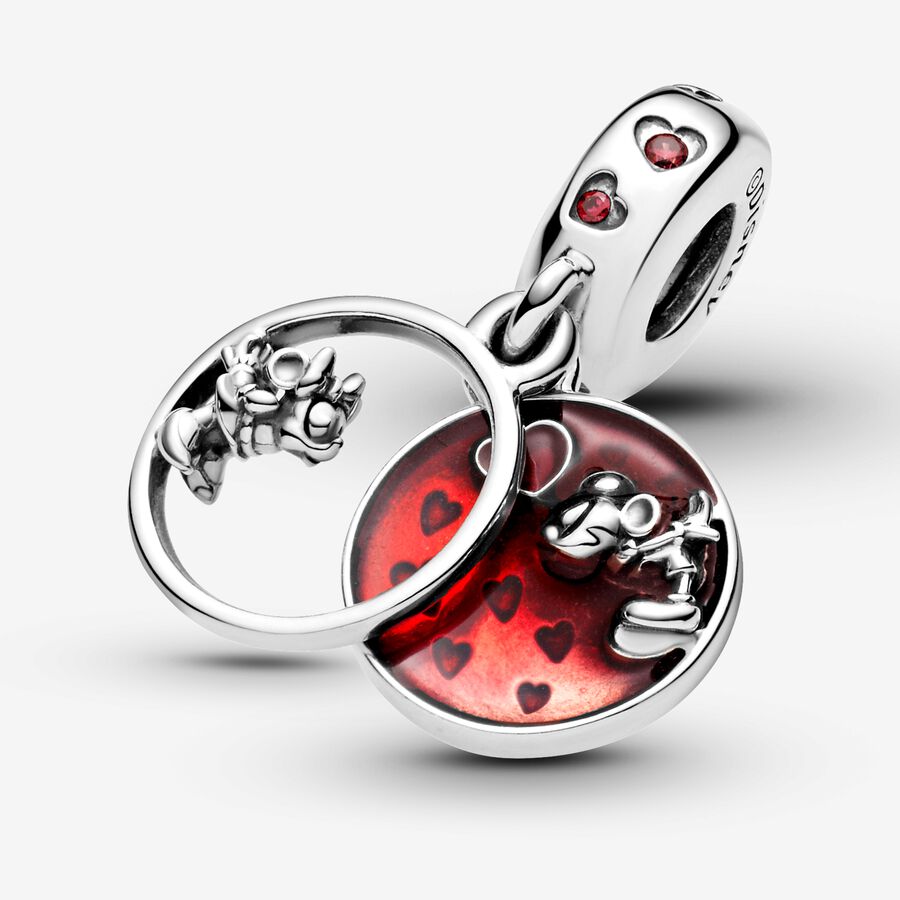 Charm-pendentif Mickey Mouse et Minnie Mouse Amour et bisous