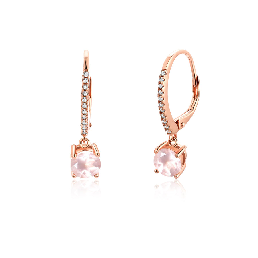 Boucles d'oreilles Quartz rose or rose Lisa