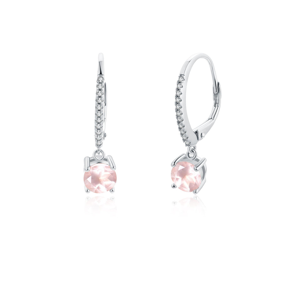 Boucles d'oreilles Quartz rose argent Lisa