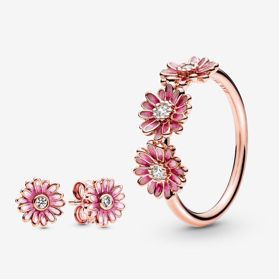 Clous d’oreille Marguerite rose