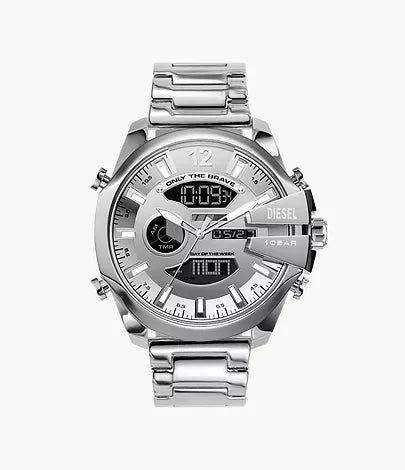 DIESEL Montre analogique-numérique en acier inoxydable Mega Chief Diesel