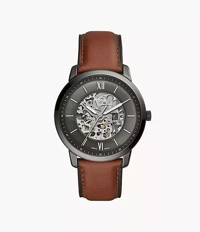 FOSSIL Montre automatique Neutra en cuir ambré