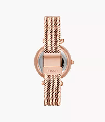 FOSSIL Montre automatique Carlie Mini en mailles d’acier inoxydable de ton or rose