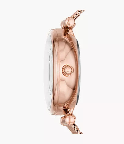 FOSSIL Montre automatique Carlie Mini en mailles d’acier inoxydable de ton or rose