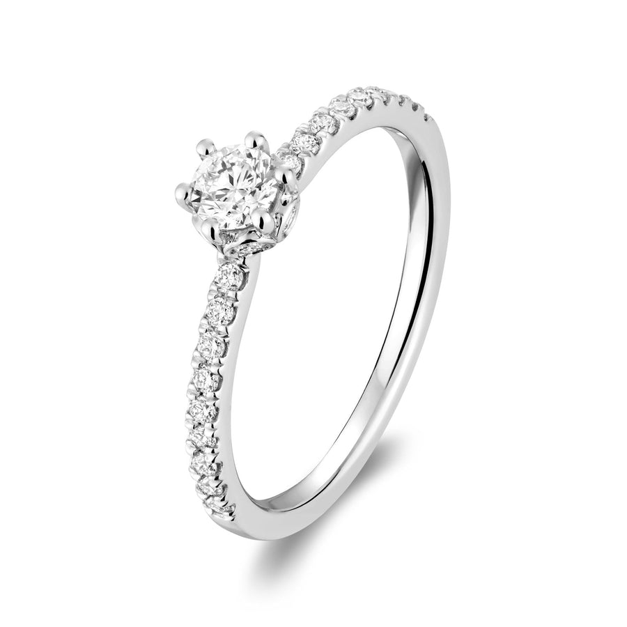 Solitaire Crown Setting Diamond Engagement Ring