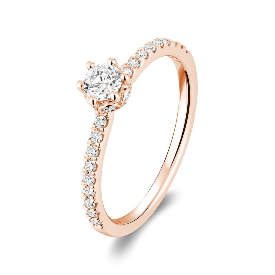 Solitaire Crown Setting Diamond Engagement Ring