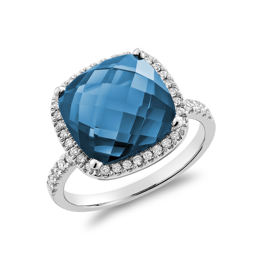 BLUE TOPAZ & DIAMOND RING