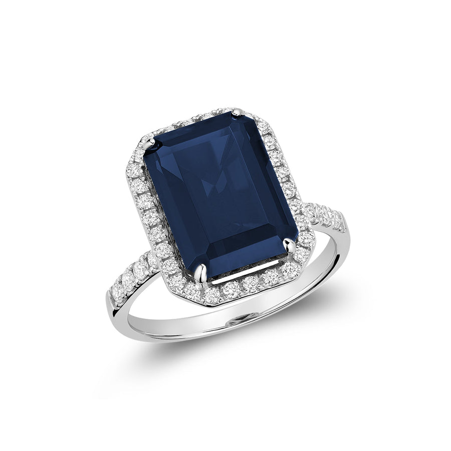 Emerald Cut Gemstone & Diamond Ring