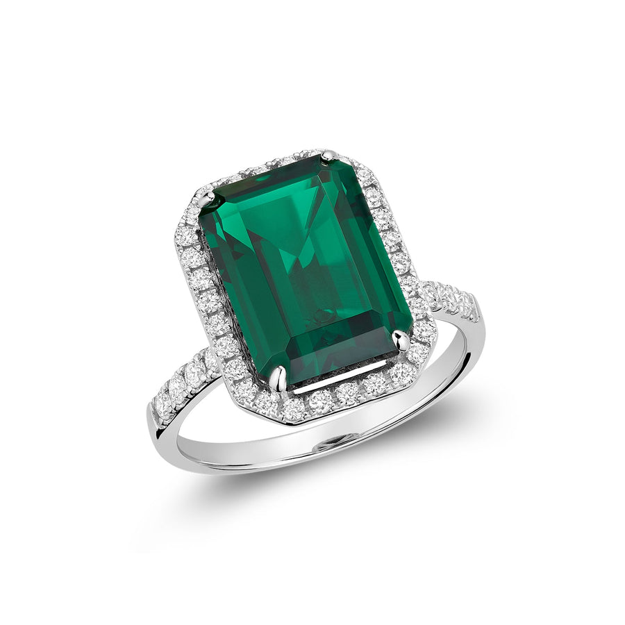 Emerald Cut Gemstone & Diamond Ring