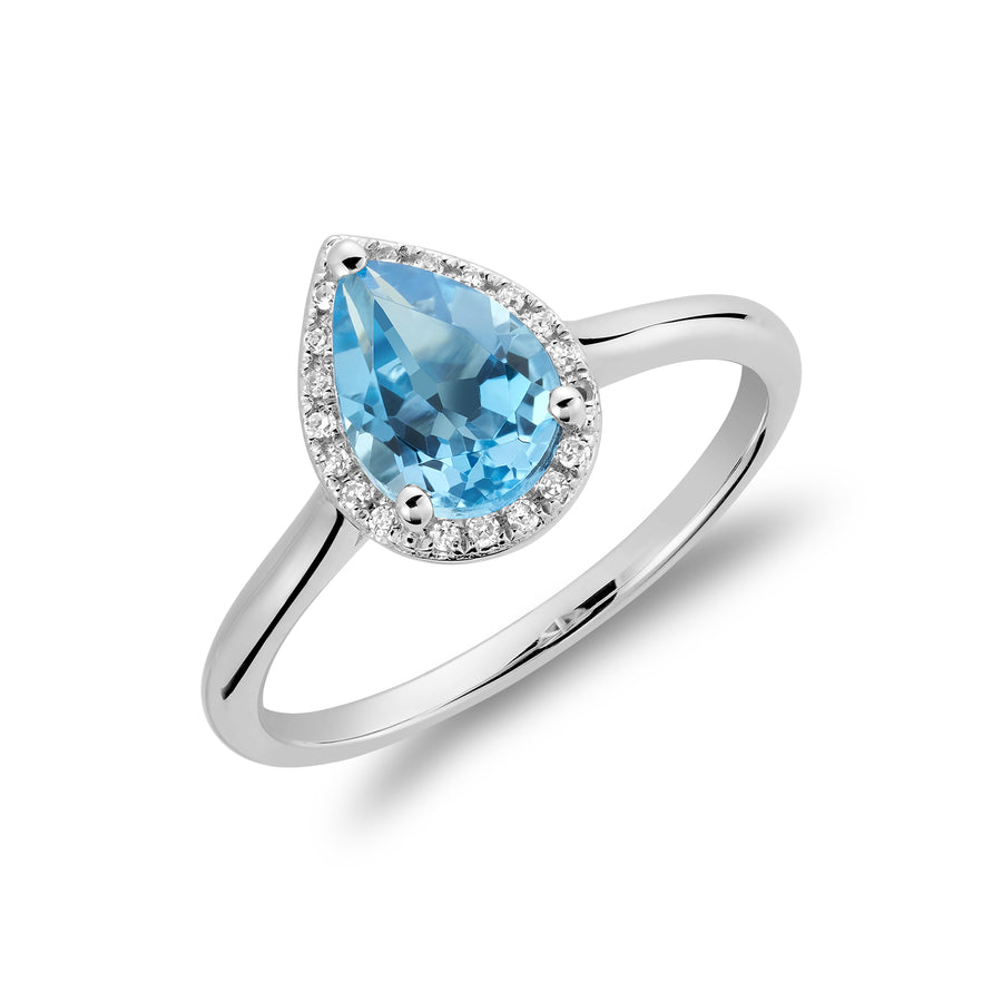 BLUE TOPAZ & DIAMOND RING