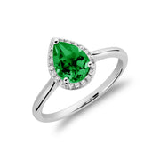 CREATED EMERALD & DIAMOND RING