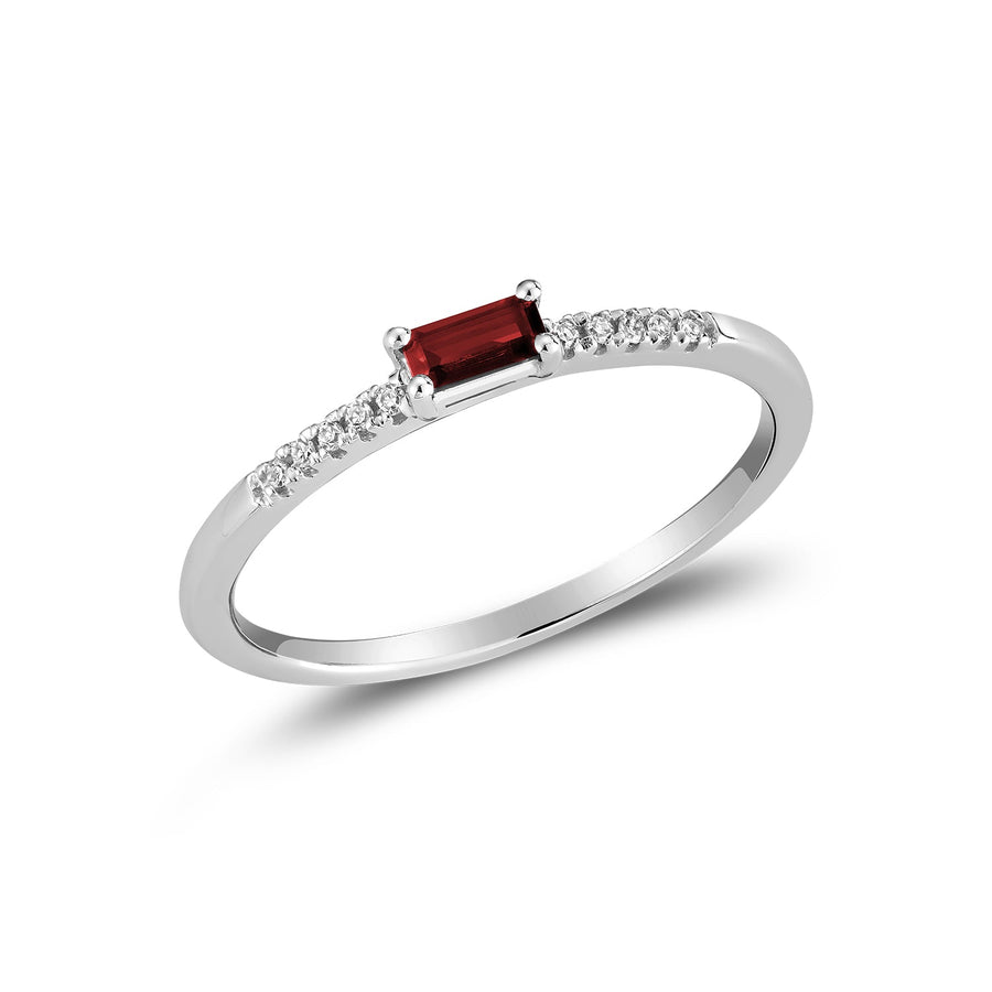 Emerald Cut Solitaire Precious Stone and Diamond Ring