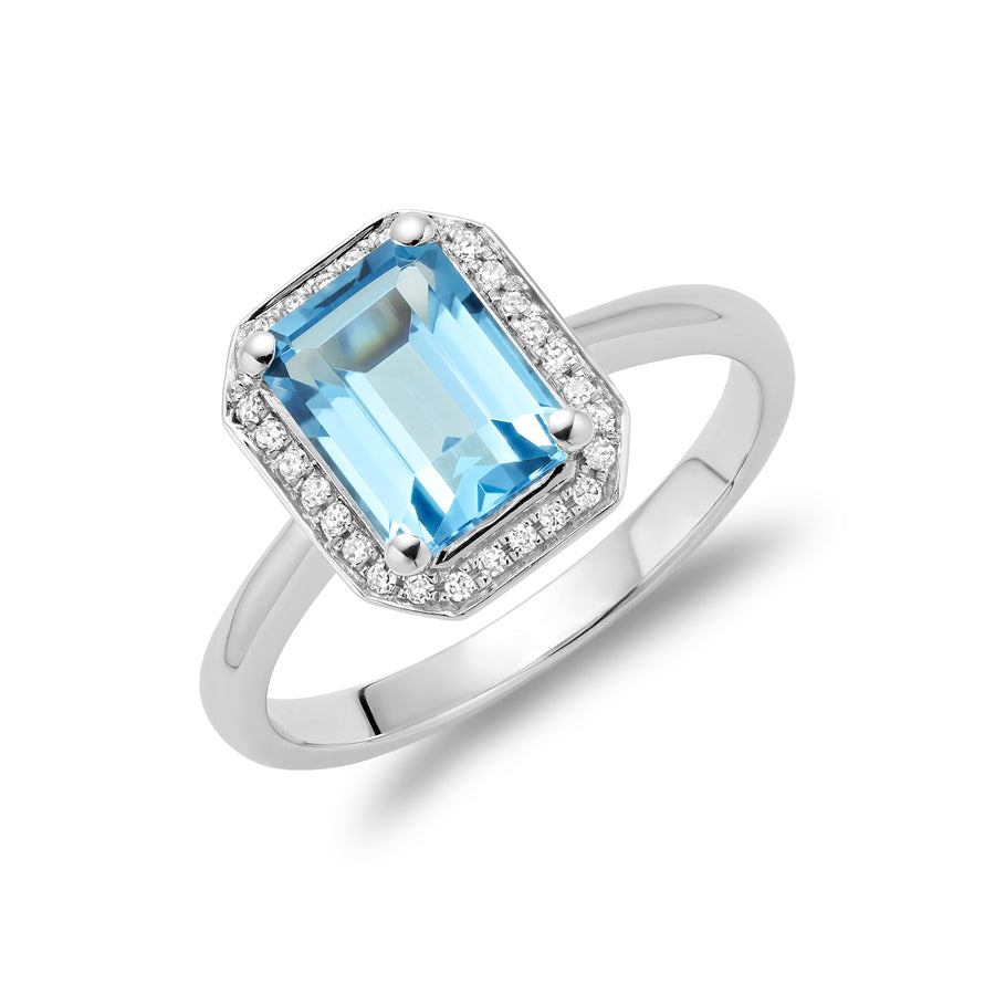 BLUE TOPAZ & DIAMOND RING