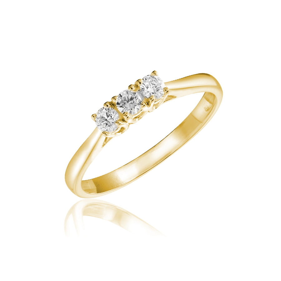 Three Stone Solitaire Diamond Ring