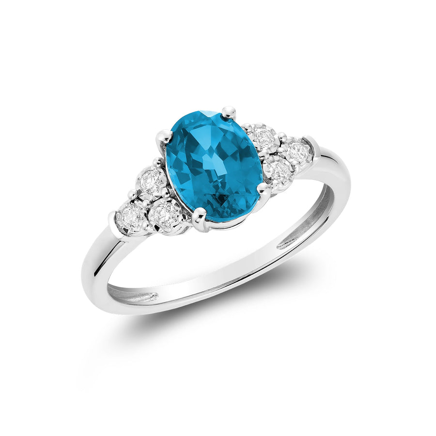 Oval Created Gemstone and Diamond Ring