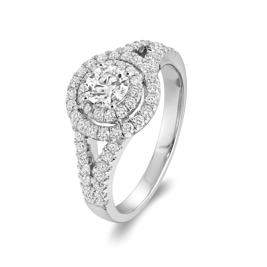 Double Halo Diamond Engagement Ring