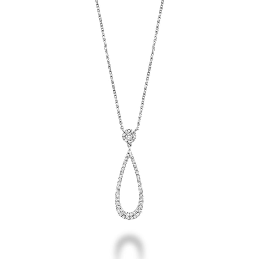 Drop Halo Diamond Necklace