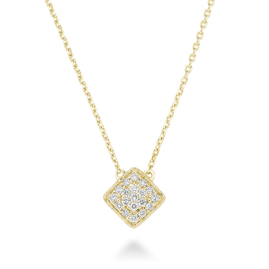 Square Milgrain Diamond Necklace