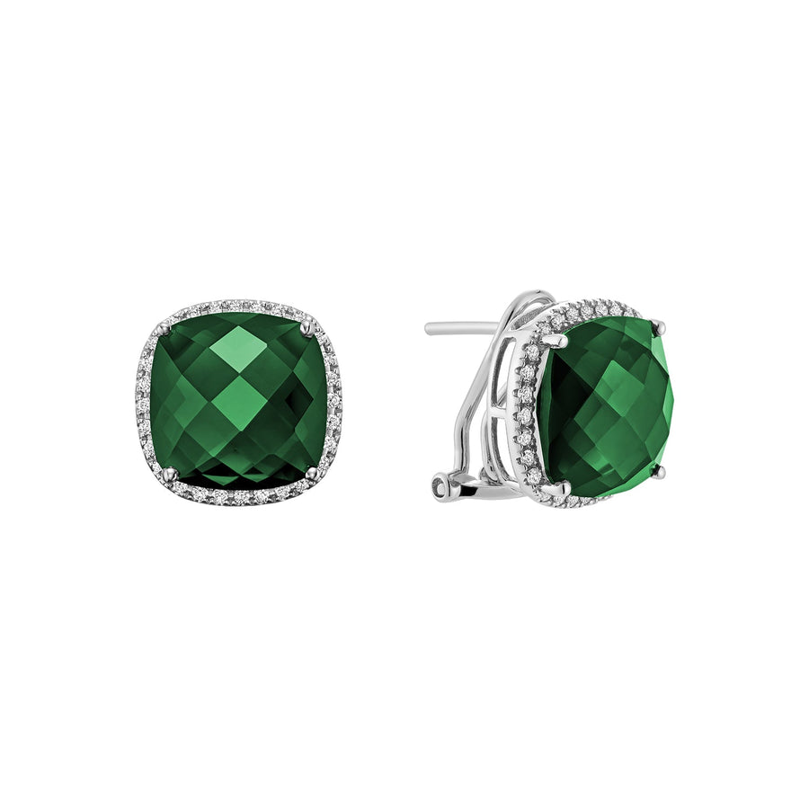 Cushion Cut Precious Stone & Diamond Halo Earrings