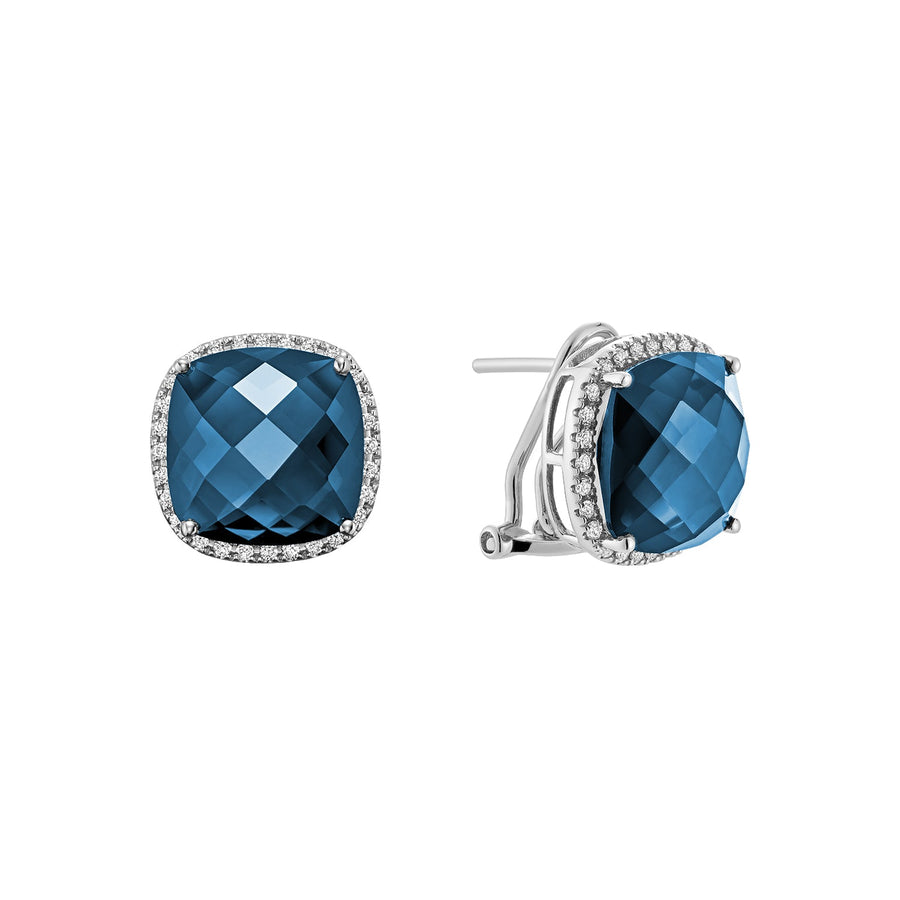 Cushion Cut Precious Stone & Diamond Halo Earrings