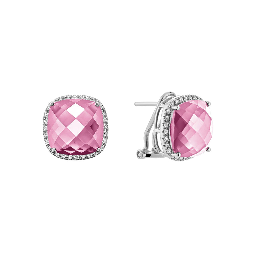 Cushion Cut Precious Stone & Diamond Halo Earrings