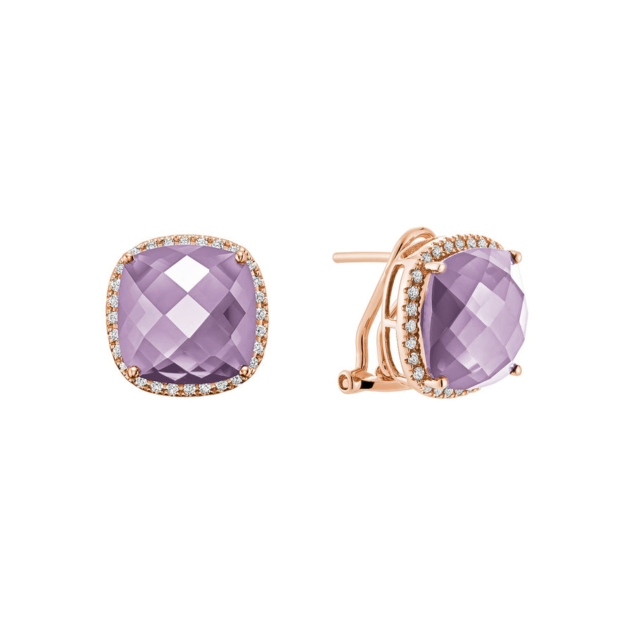 Cushion Cut Precious Stone & Diamond Halo Earrings