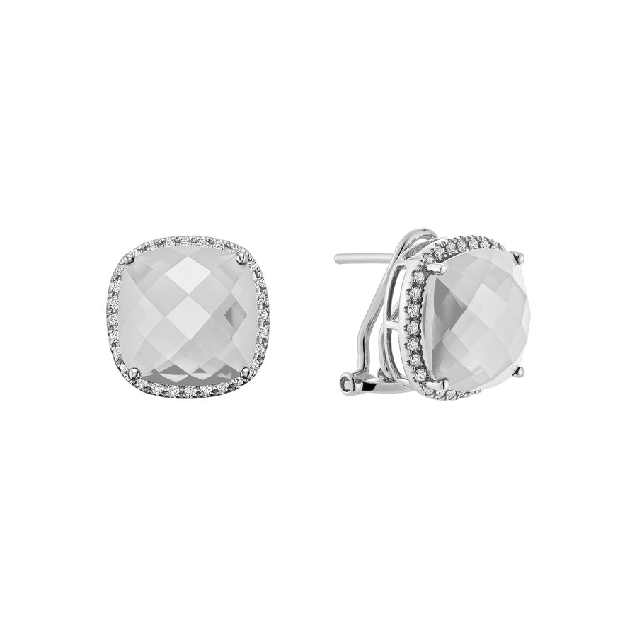 Cushion Cut Precious Stone & Diamond Halo Earrings