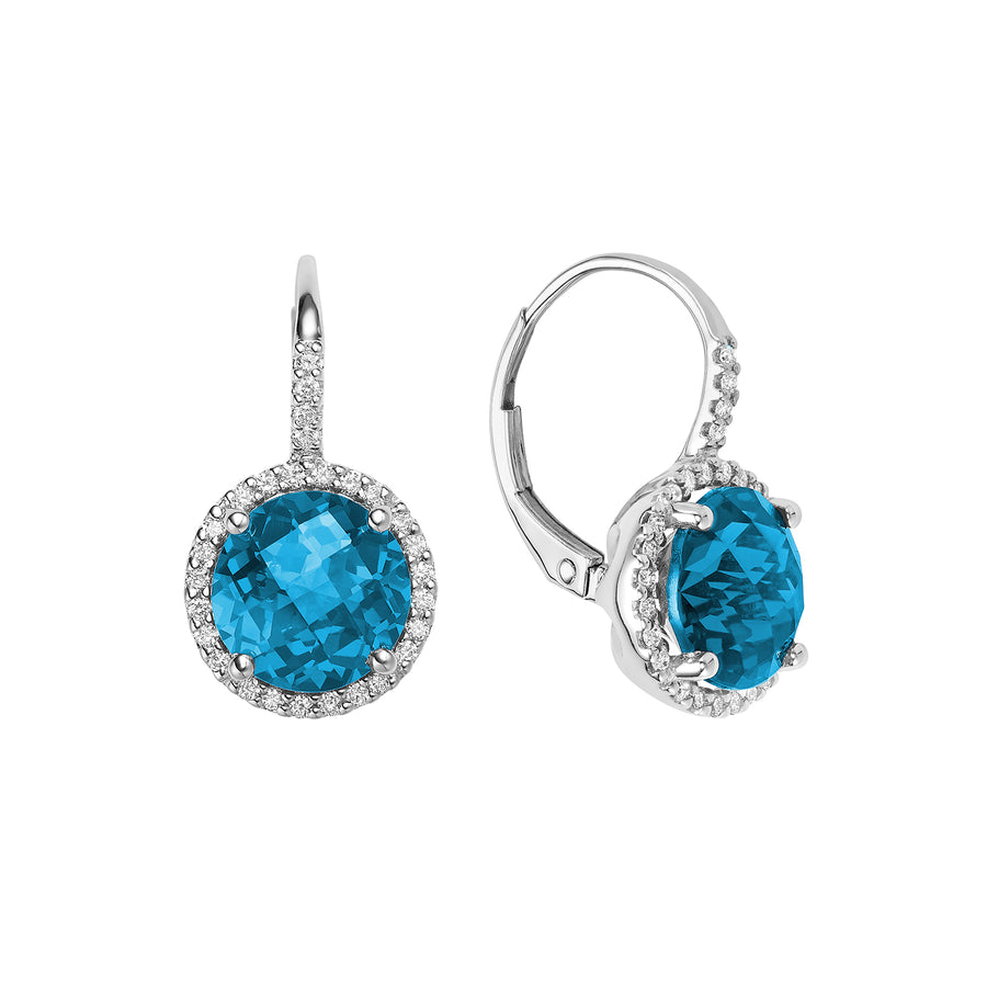 BLUE TOPAZ & DIAMOND EARRINGS